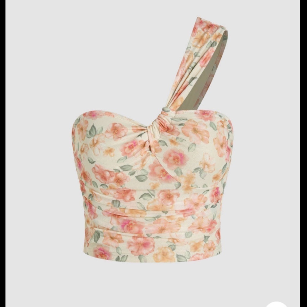 Cider floral one shoulder knitted top‎